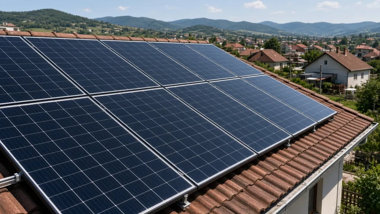 Solarni paneli za kuće postavljeni na krovu porodične kuće u Srbiji