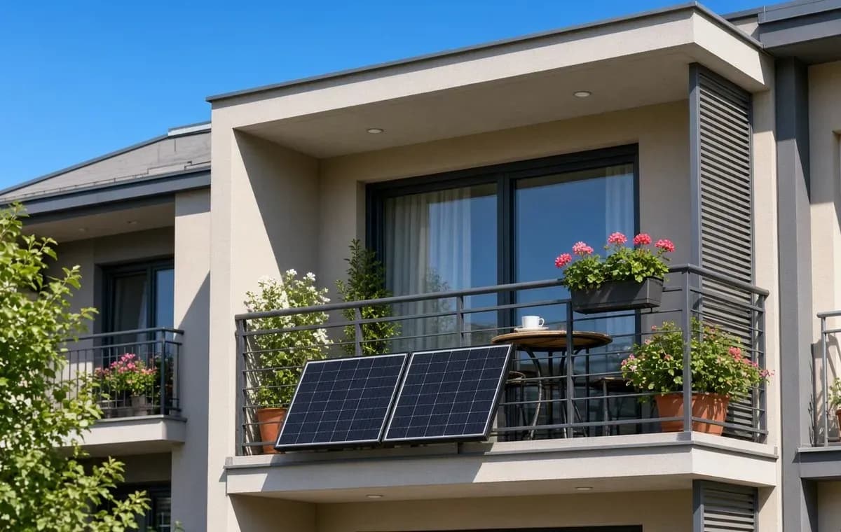 Balkonski solarni paneli na ogradi balkona stambene zgrade